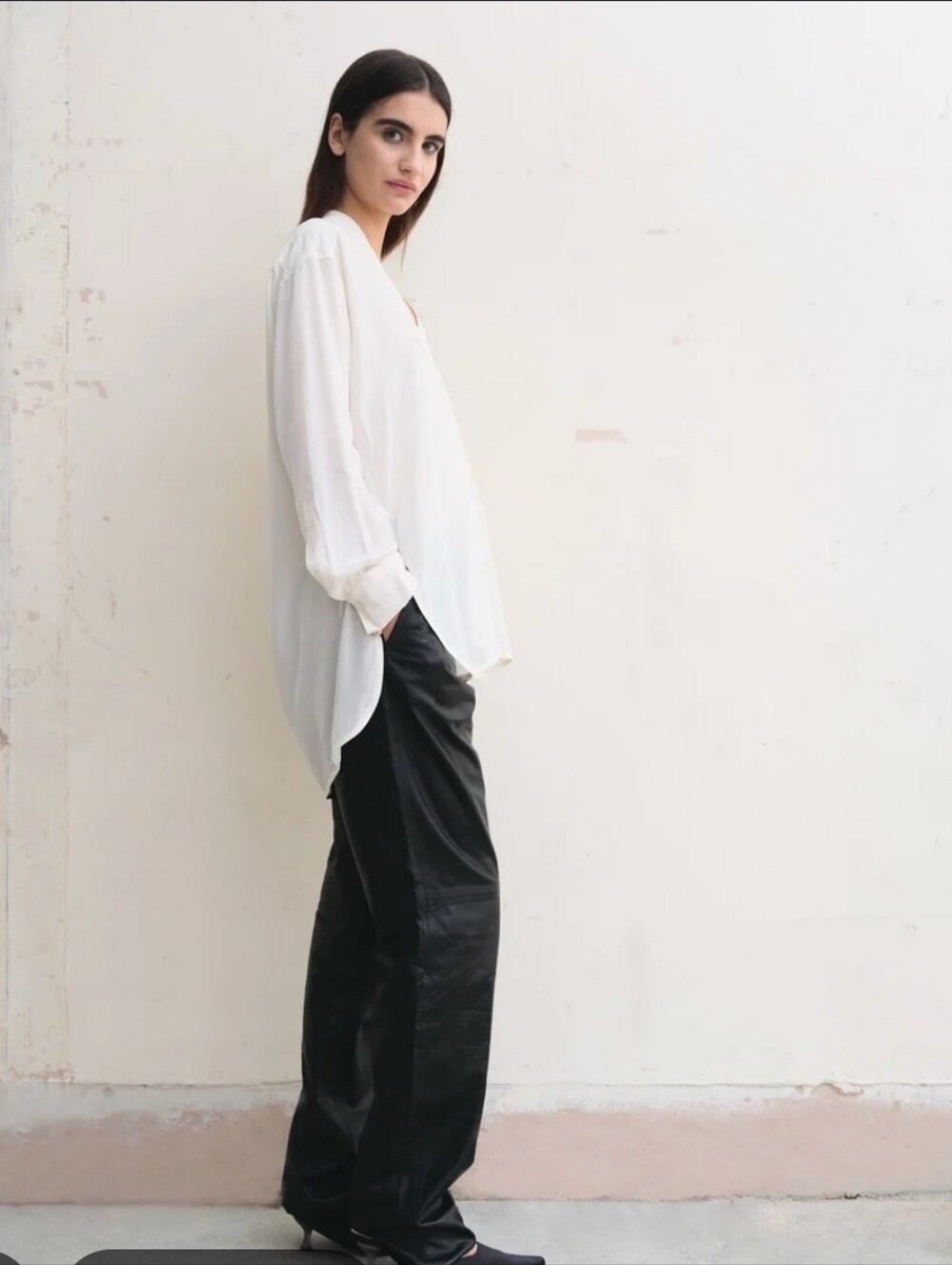 CÉLINE Phoebe Philo 100% Silk V-Neck Blouse Top Off White Sz 42 / US 10